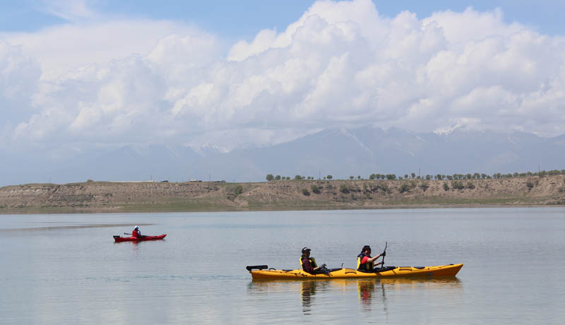 Kayaking on Issyk-Kul lake, Karakol, Kyrgyzstan