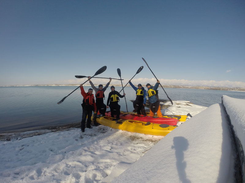 Kayaking on Issyk-Kul lake, Karakol, Kyrgyzstan